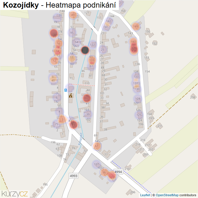 Mapa Kozojídky - Firmy v části obce.