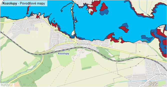 Kozolupy - záplavové mapy stoleté vody