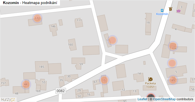 Kozomín - mapa podnikání