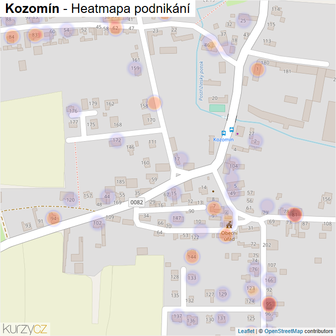 Mapa Kozomín - Firmy v části obce.