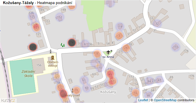 Kožušany-Tážaly - mapa podnikání