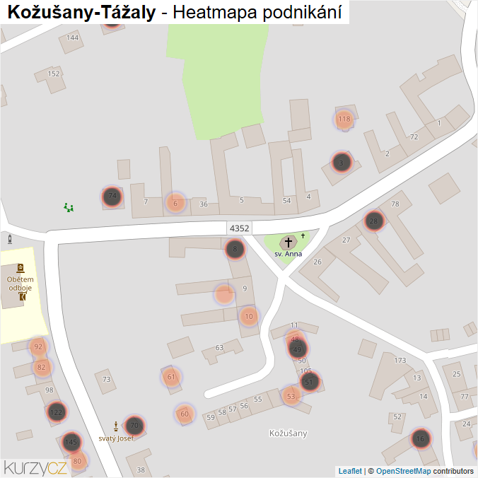 Mapa Kožušany-Tážaly - Firmy v obci.