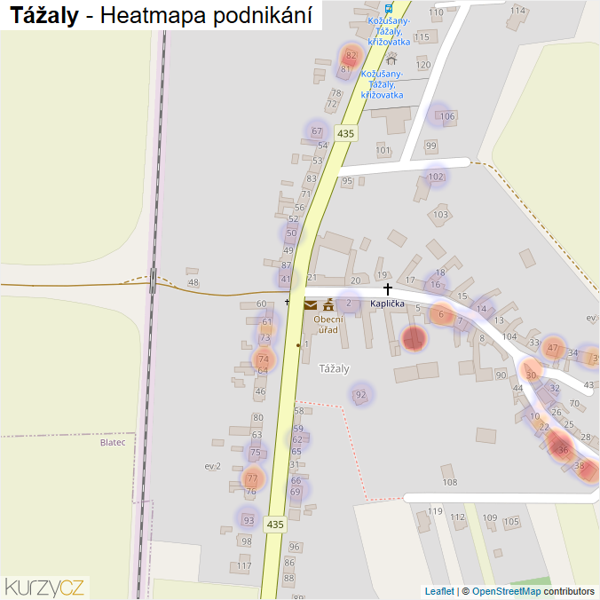 Mapa Tážaly - Firmy v části obce.