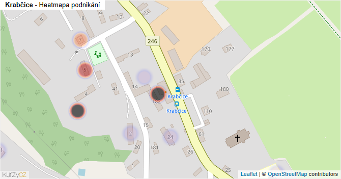 Krabčice - mapa podnikání