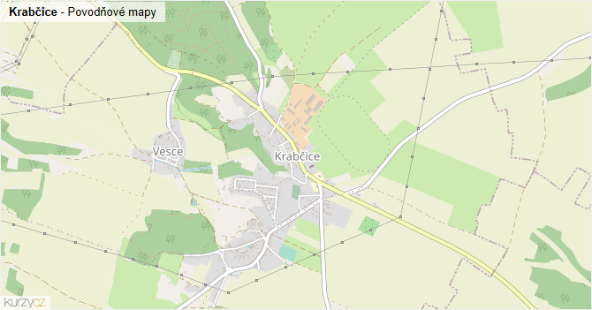 Krabčice - záplavové mapy stoleté vody