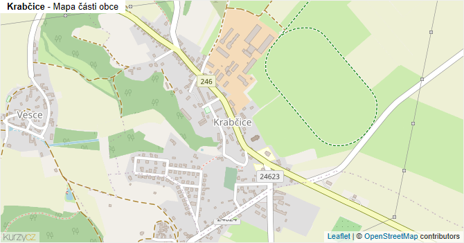 Krabčice - mapa části obce