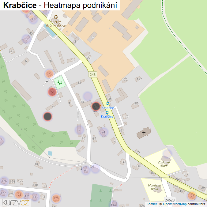 Mapa Krabčice - Firmy v části obce.