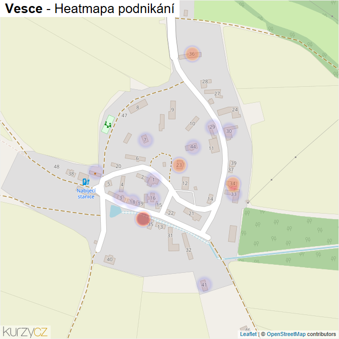 Mapa Vesce - Firmy v části obce.