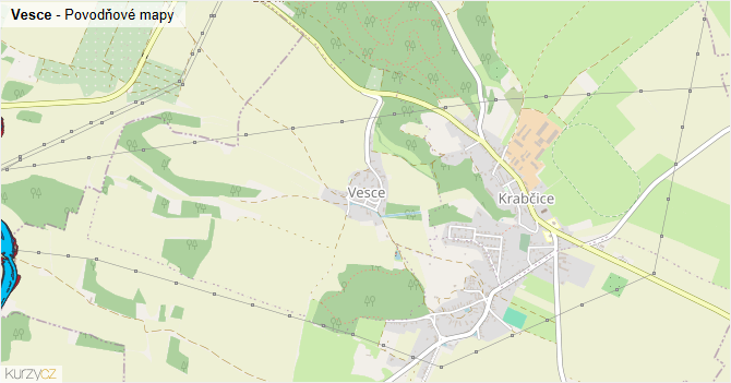 Vesce - záplavové mapy stoleté vody