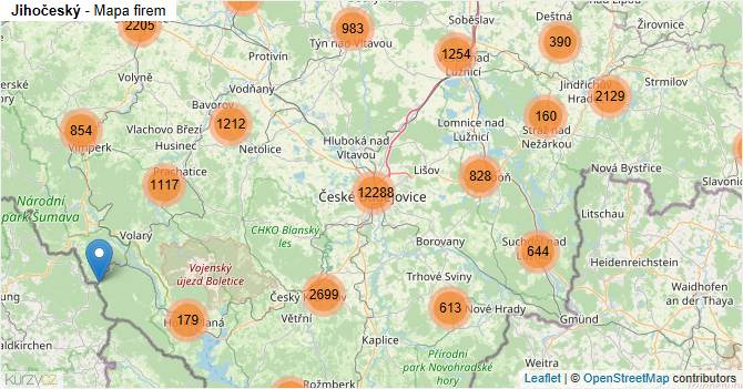 Jihočeský - mapa firem