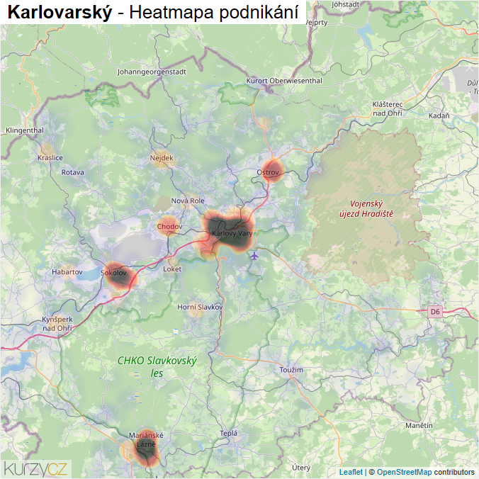 Mapa Karlovarský - Firmy v kraji.