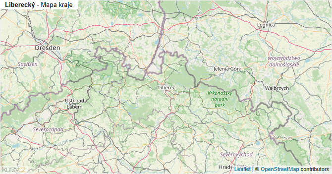 Liberecký - mapa kraje