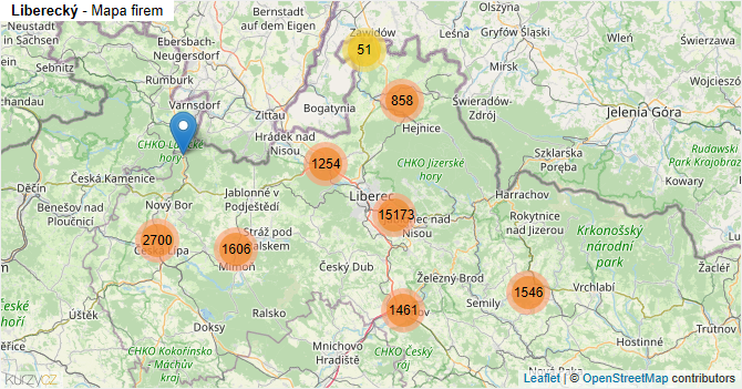 Liberecký - mapa firem