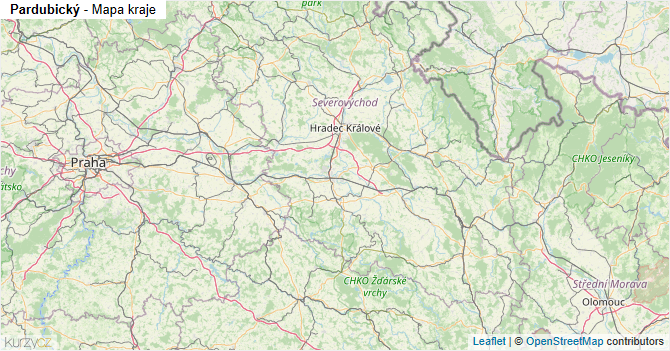 Pardubický - mapa kraje