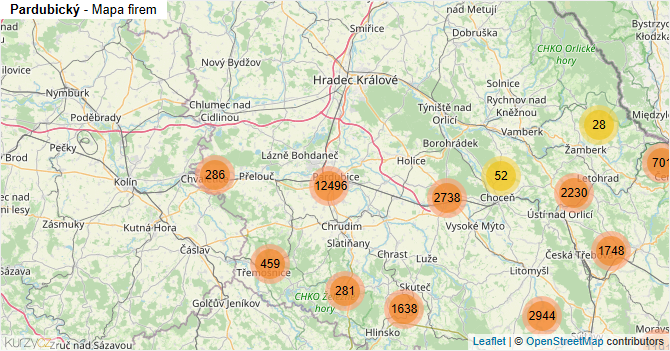 Pardubický - mapa firem