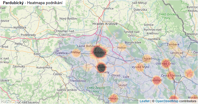 Pardubický - mapa podnikání