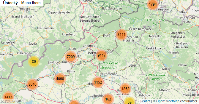 Ústecký - mapa firem