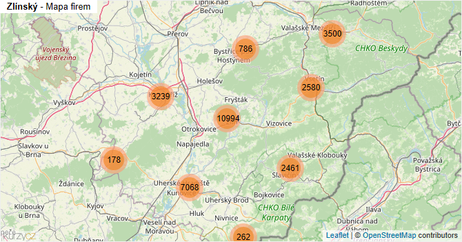 Zlínský - mapa firem