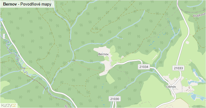 Bernov - záplavové mapy stoleté vody