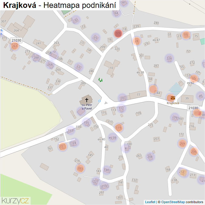 Mapa Krajková - Firmy v části obce.