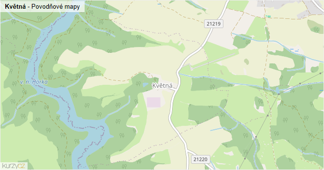 Květná - záplavové mapy stoleté vody