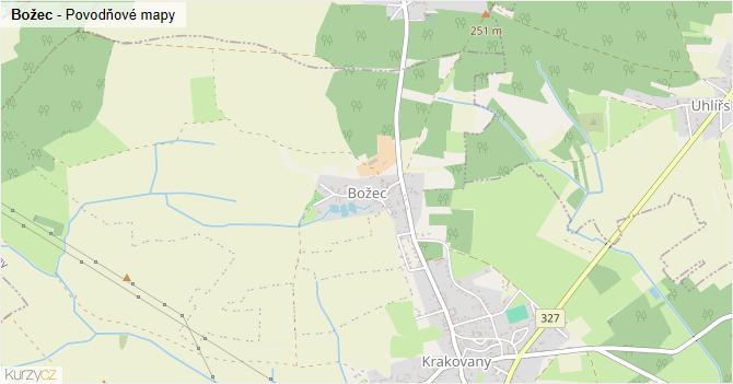 Božec - záplavové mapy stoleté vody