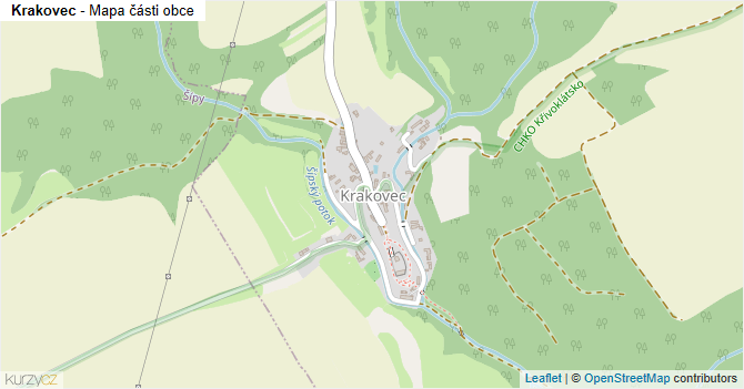 Krakovec - mapa části obce