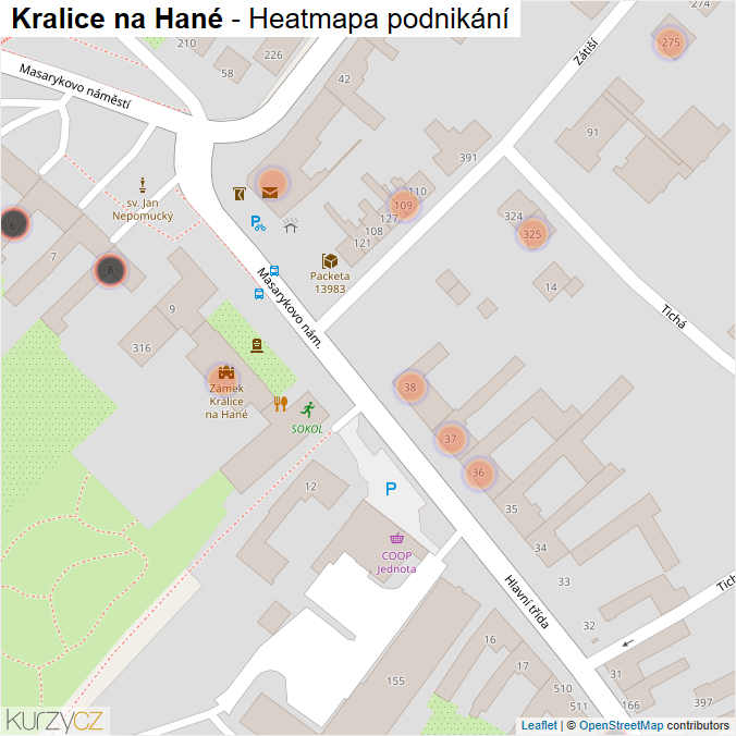 Mapa Kralice na Hané - Firmy v obci.