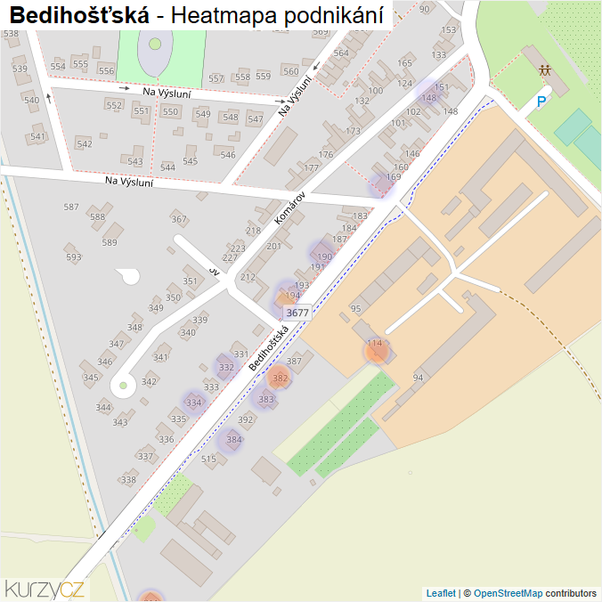 Mapa Bedihošťská - Firmy v ulici.