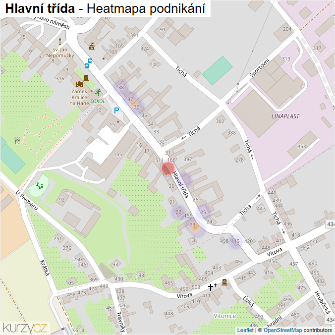Mapa Hlavní třída - Firmy v ulici.