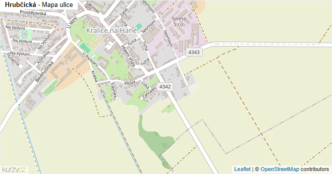 Hrubčická - mapa ulice