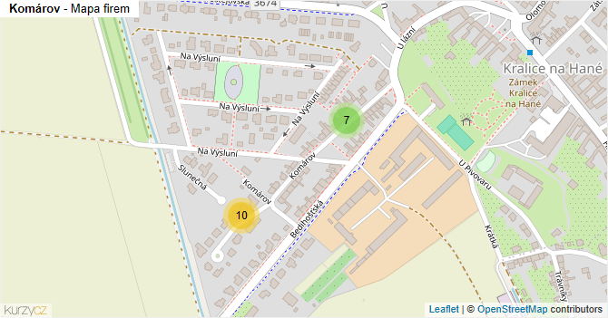 Komárov - mapa firem