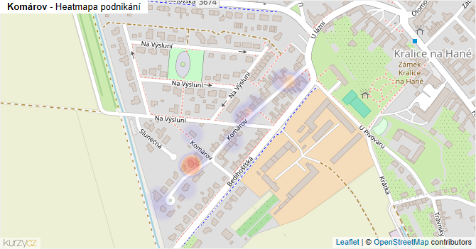 Komárov - mapa podnikání