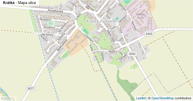 Krátká - mapa ulice