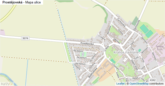 Prostějovská - mapa ulice