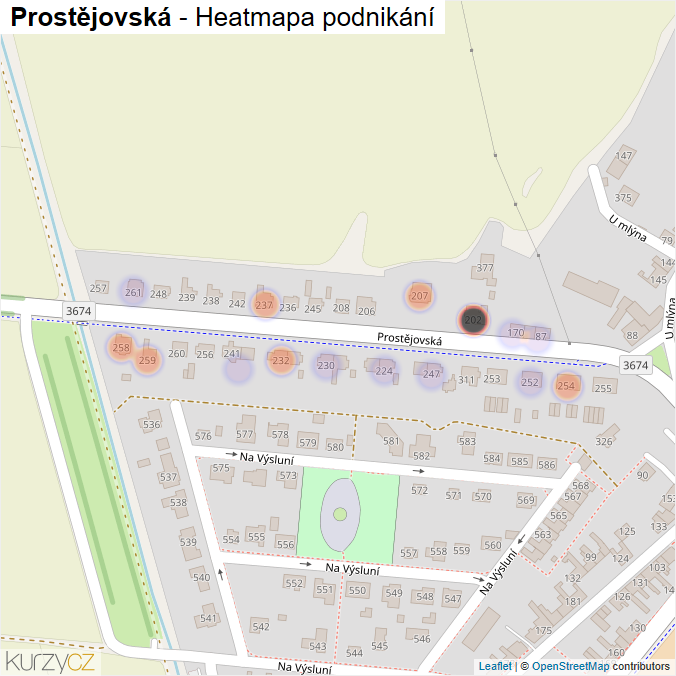 Mapa Prostějovská - Firmy v ulici.