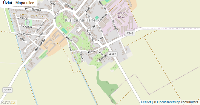 Úzká - mapa ulice