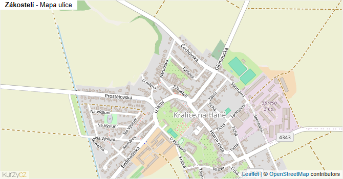 Zákostelí - mapa ulice