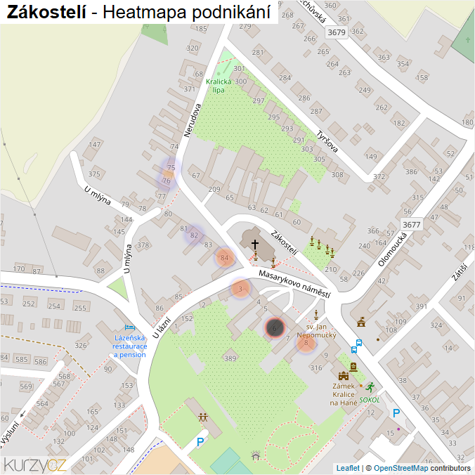 Mapa Zákostelí - Firmy v ulici.