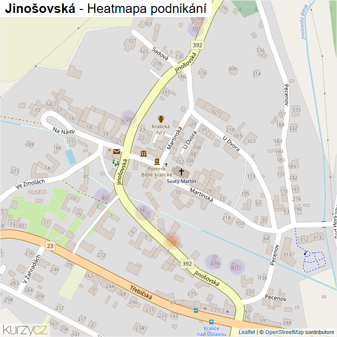 Mapa Jinošovská - Firmy v ulici.