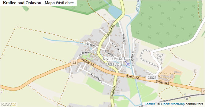 Kralice nad Oslavou - mapa části obce