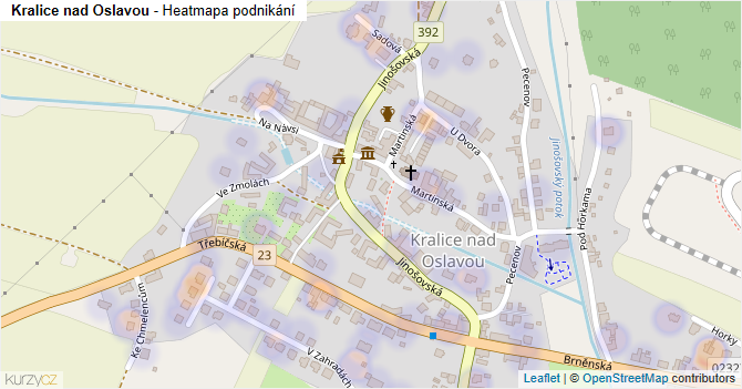 Kralice nad Oslavou - mapa podnikání