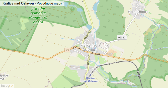 Kralice nad Oslavou - záplavové mapy stoleté vody