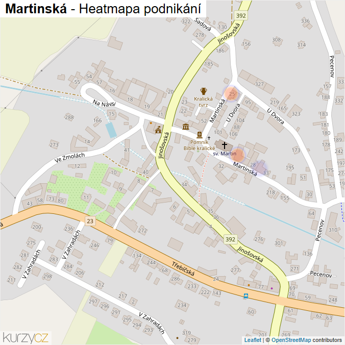 Mapa Martinská - Firmy v ulici.