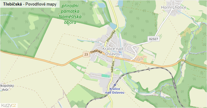 Třebíčská - záplavové mapy stoleté vody