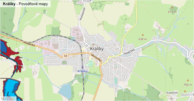 Králíky - záplavové mapy stoleté vody
