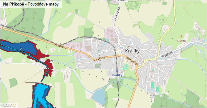 Na Příkopě - záplavové mapy stoleté vody