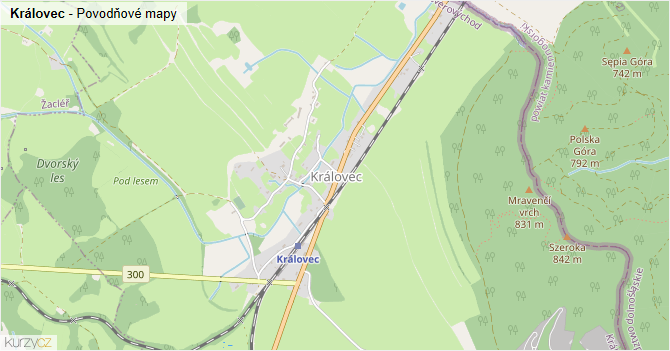 Královec - záplavové mapy stoleté vody