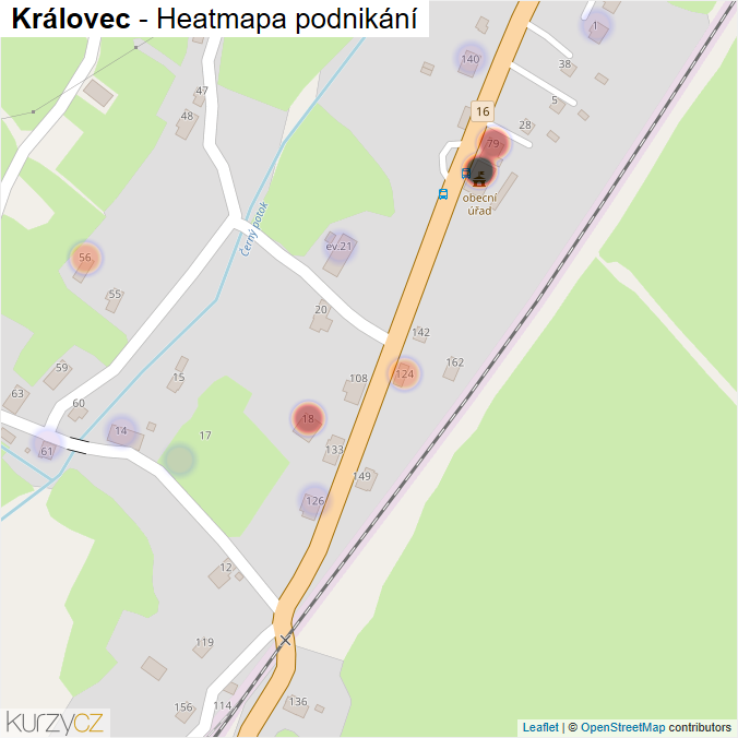 Mapa Královec - Firmy v části obce.