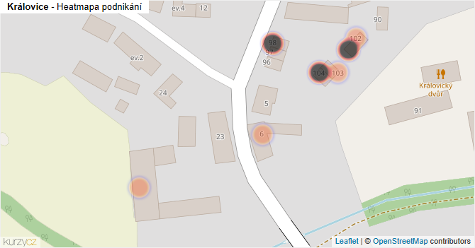 Královice - mapa podnikání